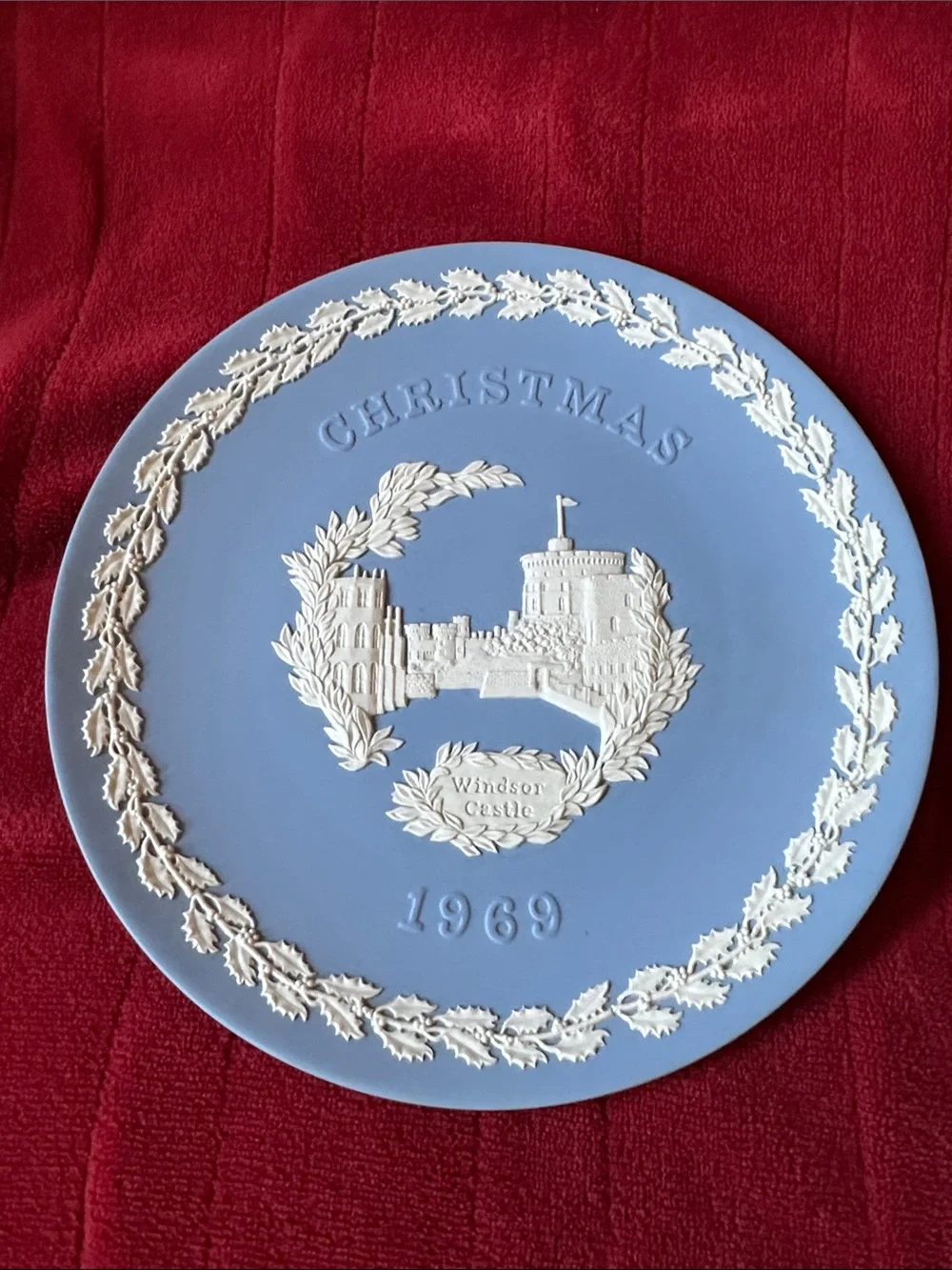 Wedgwood Pale Blue Jasperware Plate - Embossed Backstamp